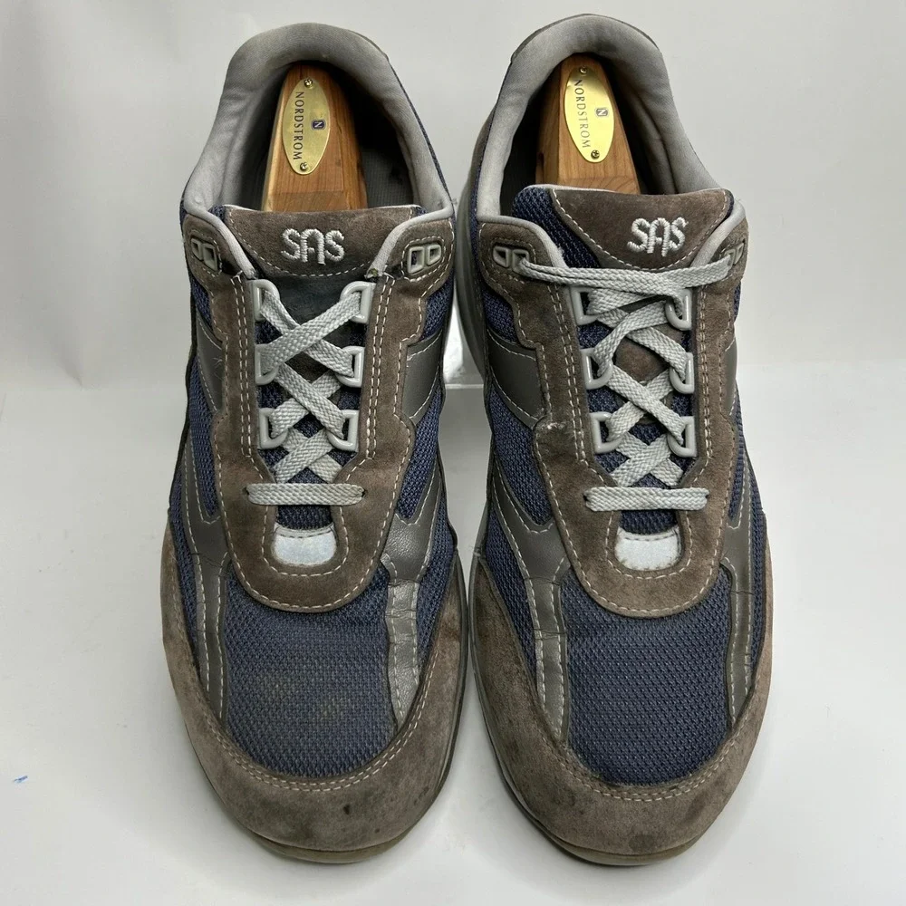 SAS Journey Mens‎ 12 Walking Sneakers Navy Gray Suede Made USA Tripad Comfort